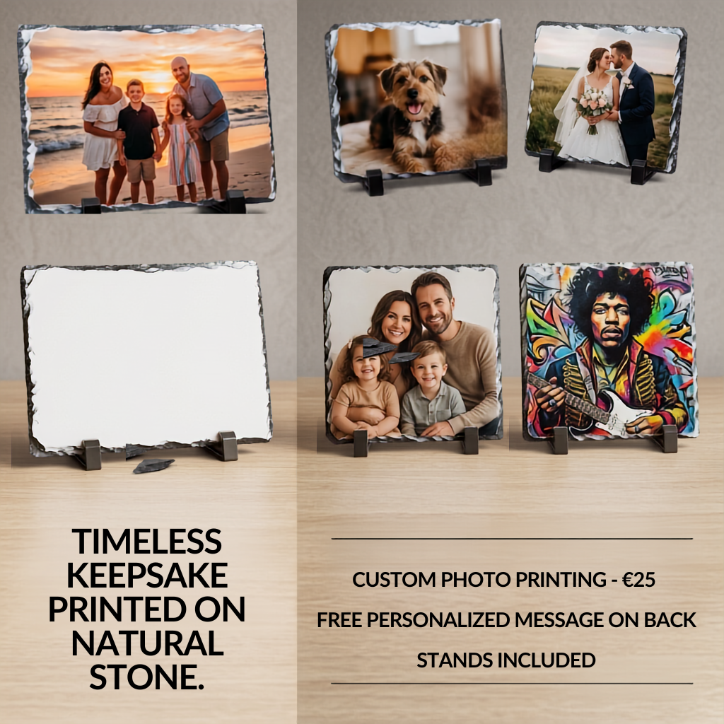 Custom Photo Stone Slate + Free Stands