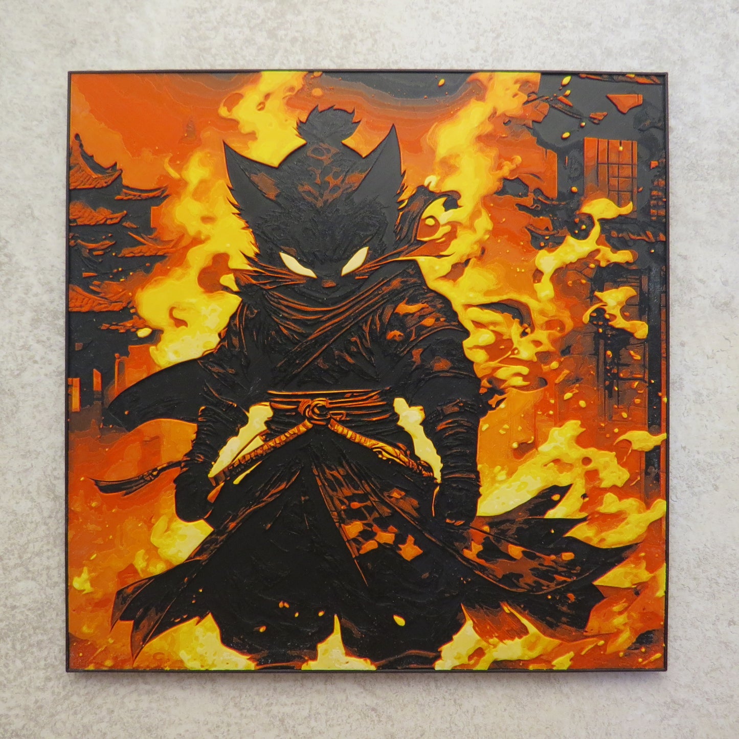 Samurai Kitty Hueforge Wall Mural