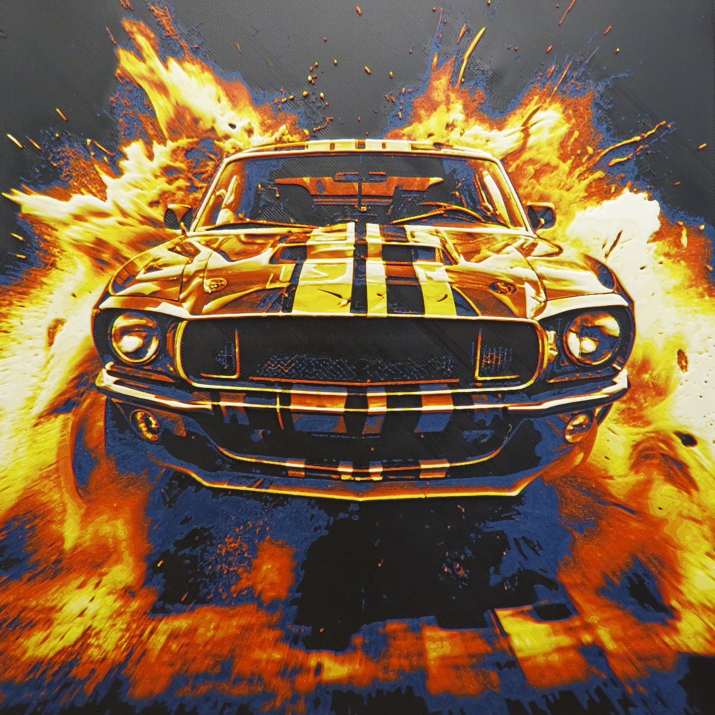 Mustang with Racing Stripe Hueforge Wall Mural