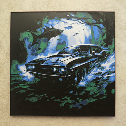 Barracuda Muscle Car Hueforge Wall Mural