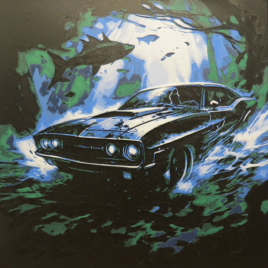 Barracuda Muscle Car Hueforge Wall Mural