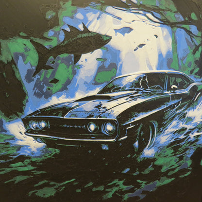 Barracuda Muscle Car Hueforge Wall Mural