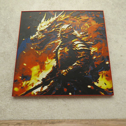 Samurai and Dragon Hueforge Wall Mural