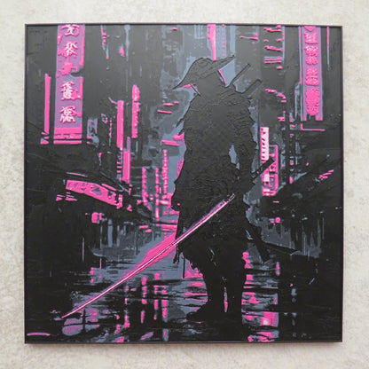 Neon Samurai Hueforge Wall Mural