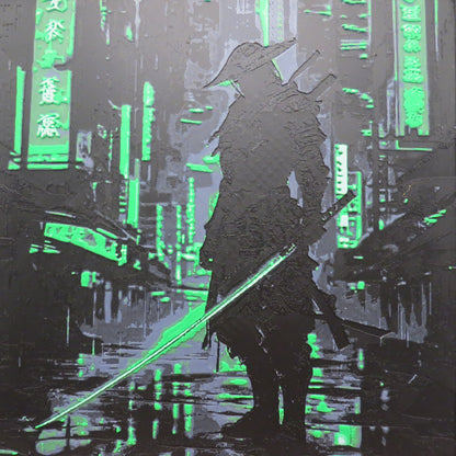 Neon Samurai Hueforge Wall Mural