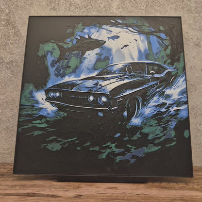 Barracuda Muscle Car Hueforge Wall Mural